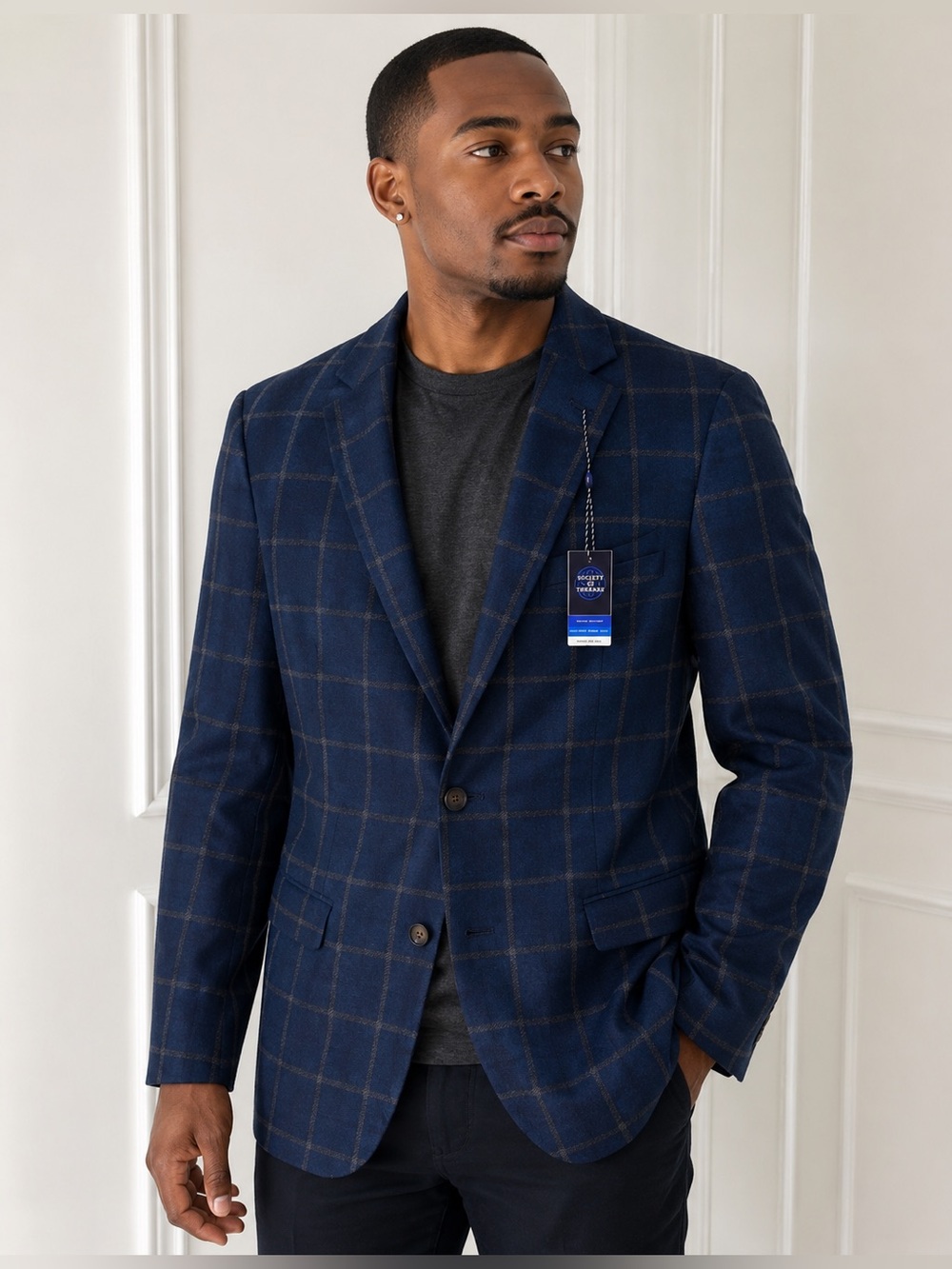 NWT Society of threads blue window panel print men’s sportsjacket size 38R